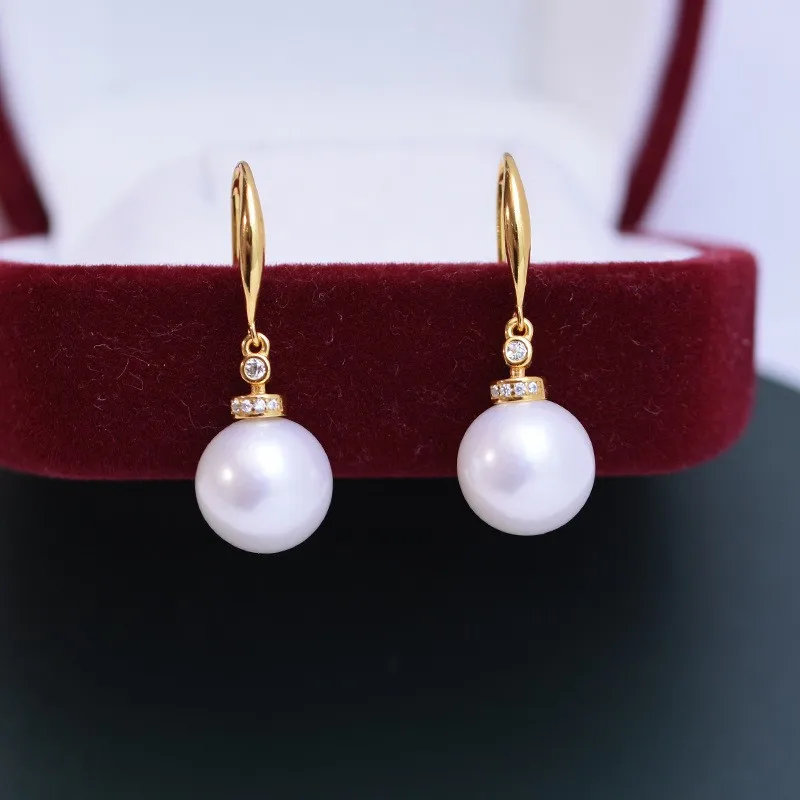

ED174 Lefei Fashion Trendy Luxury Strong Luster Few Flaw Freshwater White Pearl 10-11MM Dangle Earrings Charms Women s925 Silver