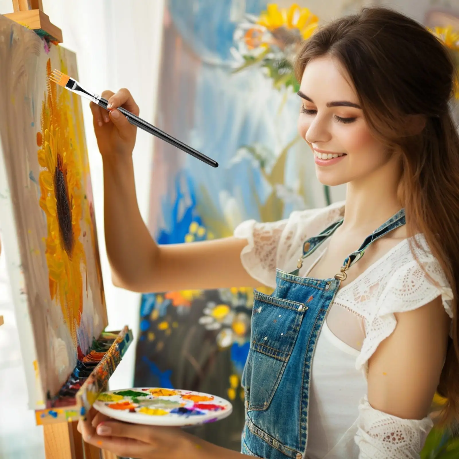 페인트 브러쉬 인체 공학적 핸들 4피스 도구 펜 페인트 브러쉬 세트 아크릴 페인팅용 어린이 교실 색칠 성인 공예용