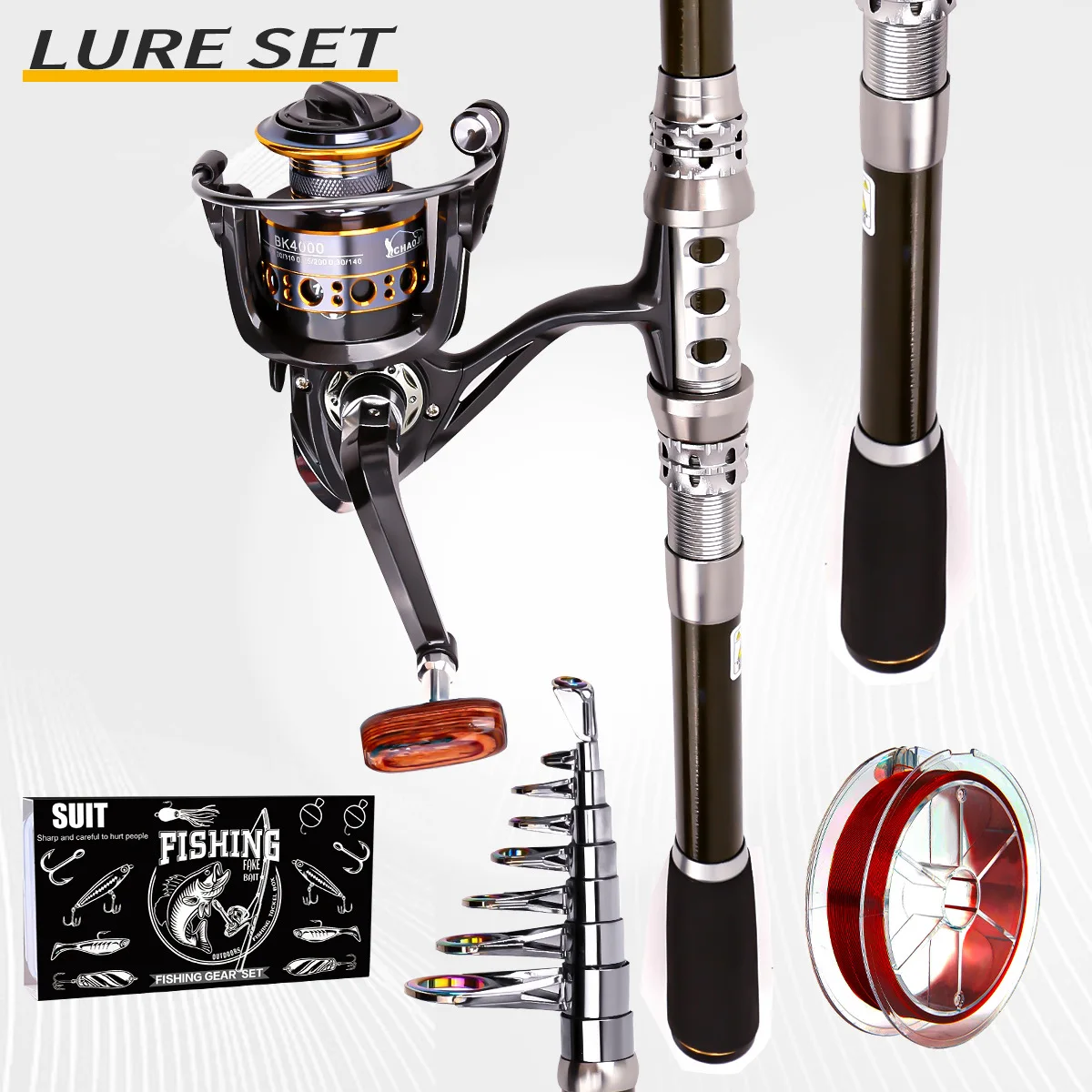 Carbon Telescopic Fishing Rod & Reel Set 2