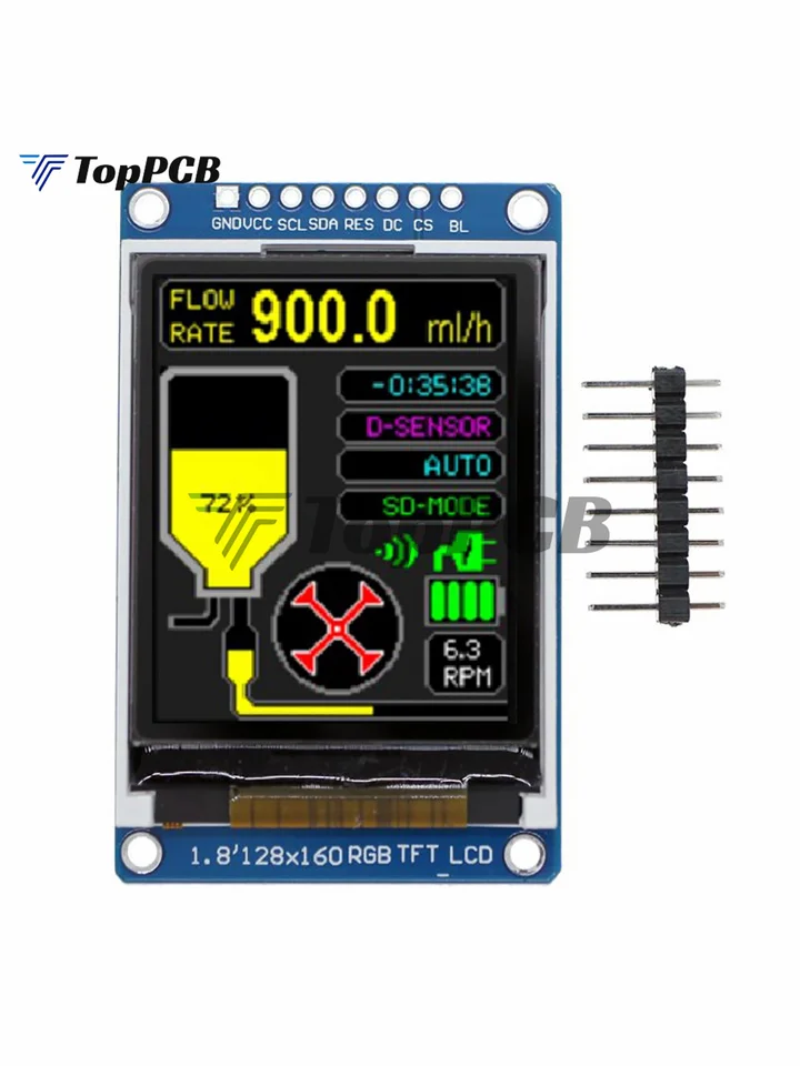thumbnail: GERUI 1.8 Inch TFT LCD Display Module - 128x160 Resolutie ST7735 SPI Met SD Kaartlezer