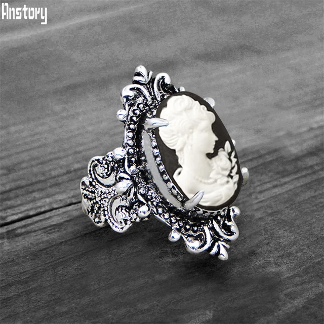 Sterling Silver 14KY Hermes Cameo Ring