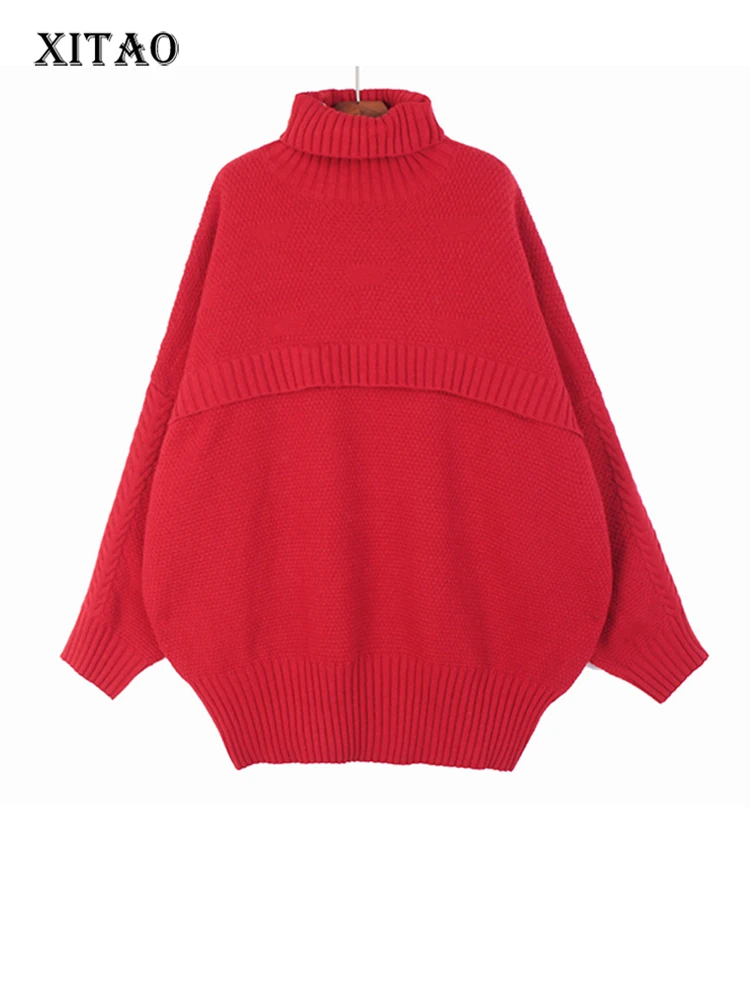 

XITAO Turtleneck Women Knitting Pullover Solid Solid Loose Fashion Simplicity Temperament Casual Sweater Autumn New WLD13333