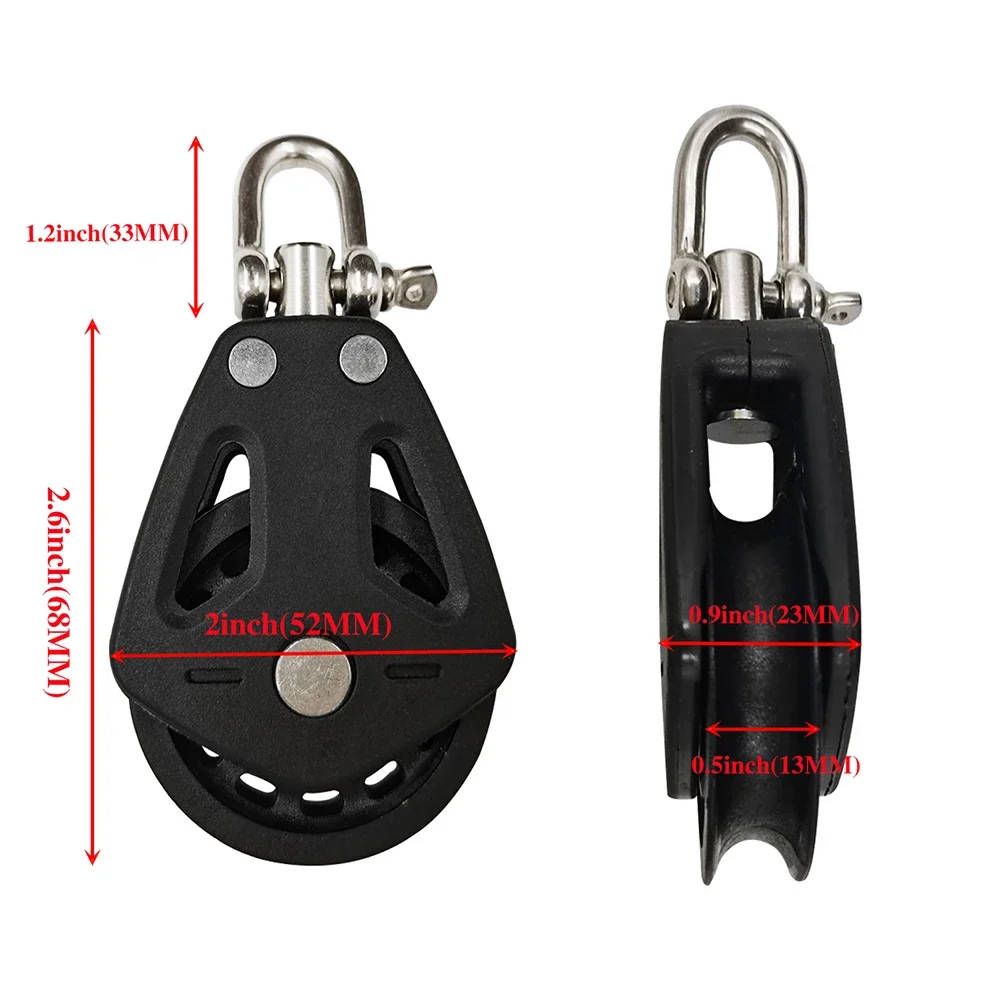 Stainless Steel Nylon Marine Sailboat Pulley Block Single Swivel Pulley Lifting Plain Bearing Block Rope Runner Yacht Rigging