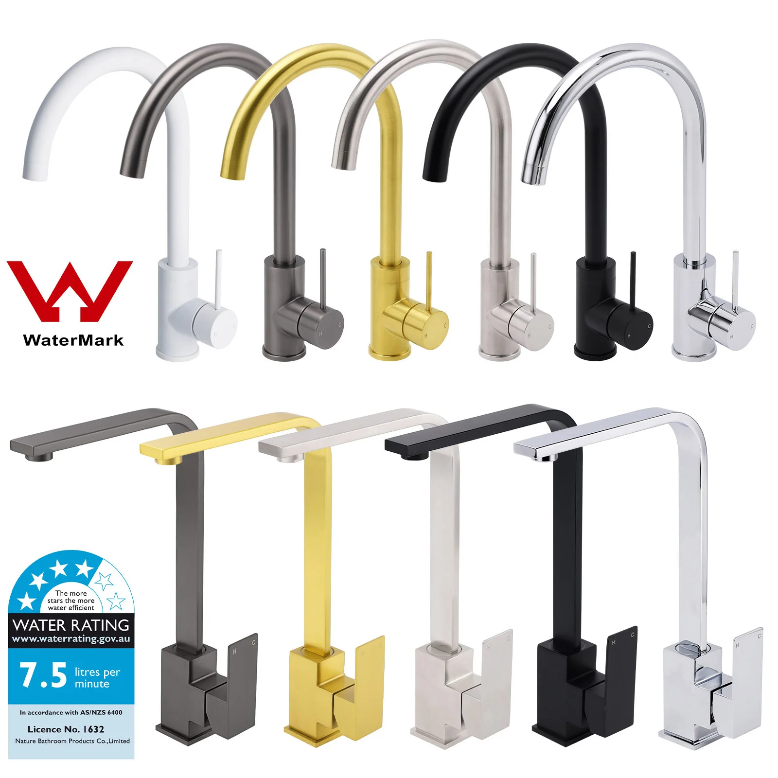 KYLINS WELS Tall Tapware 360° Swivel mixer Bathroom Faucets Brushed Nickel Round Kitchen Sink Tap Laundry Basin Mixer Faucet