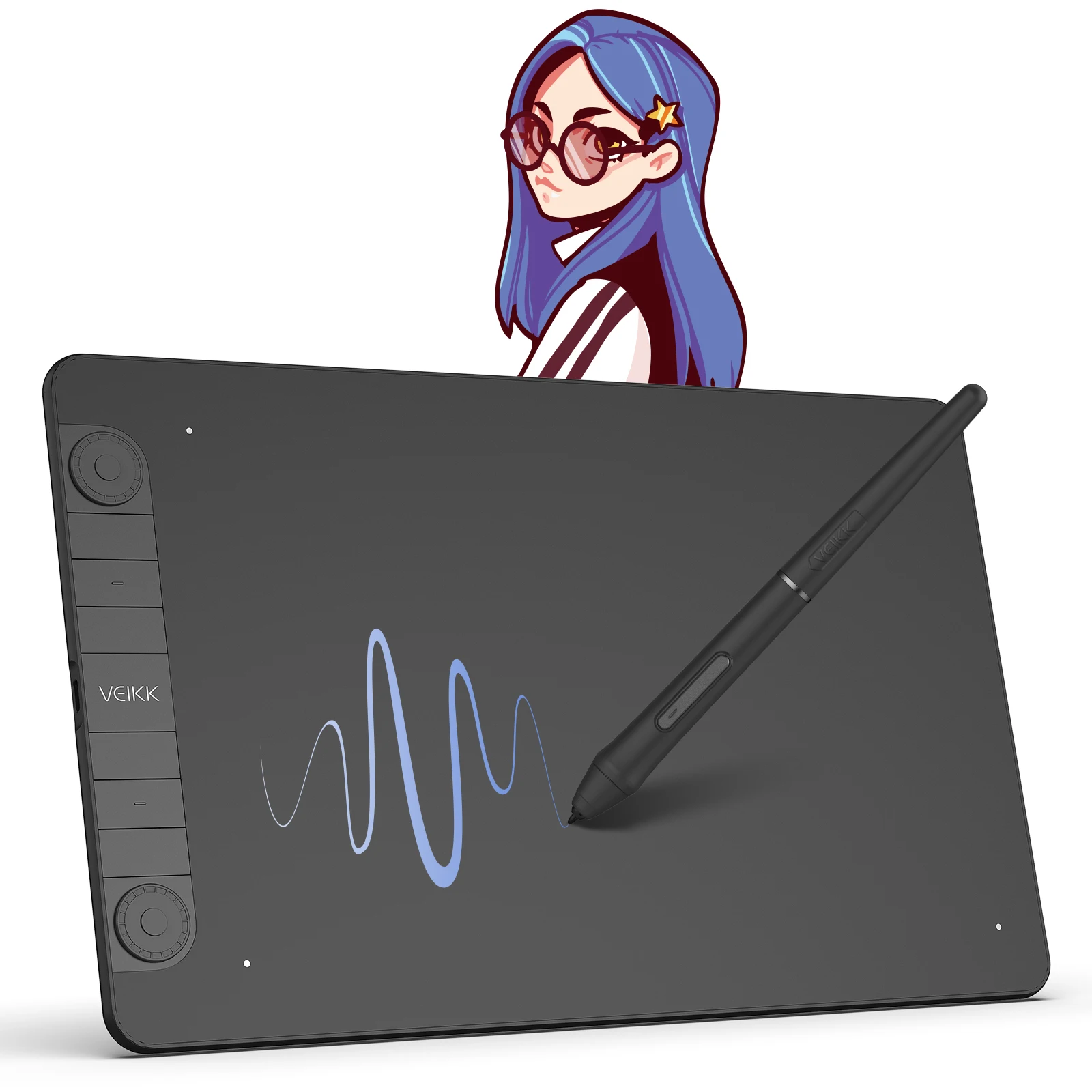 VEIKK Graphic Tablet VK1060Pro 10x6 Inch with 8192 Level Battery-Free Pen Support Android Windows Mac Digital Drawing Pad