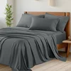 4/6Pcs 100% Bamboo Bed Sheet Set Luxury Smooth Bed Sheet Pillowcase Solid Color Bedding Set Double Queen Size Flat Fitted Sheets 2