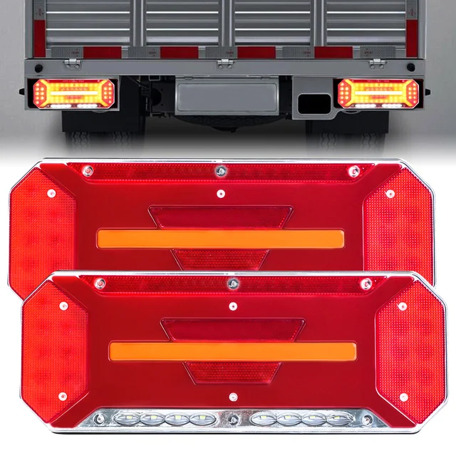 2Pc 12V LED Rear Tail Lights Indicator Stop Light Trailer Caravan Van Truck Lamp