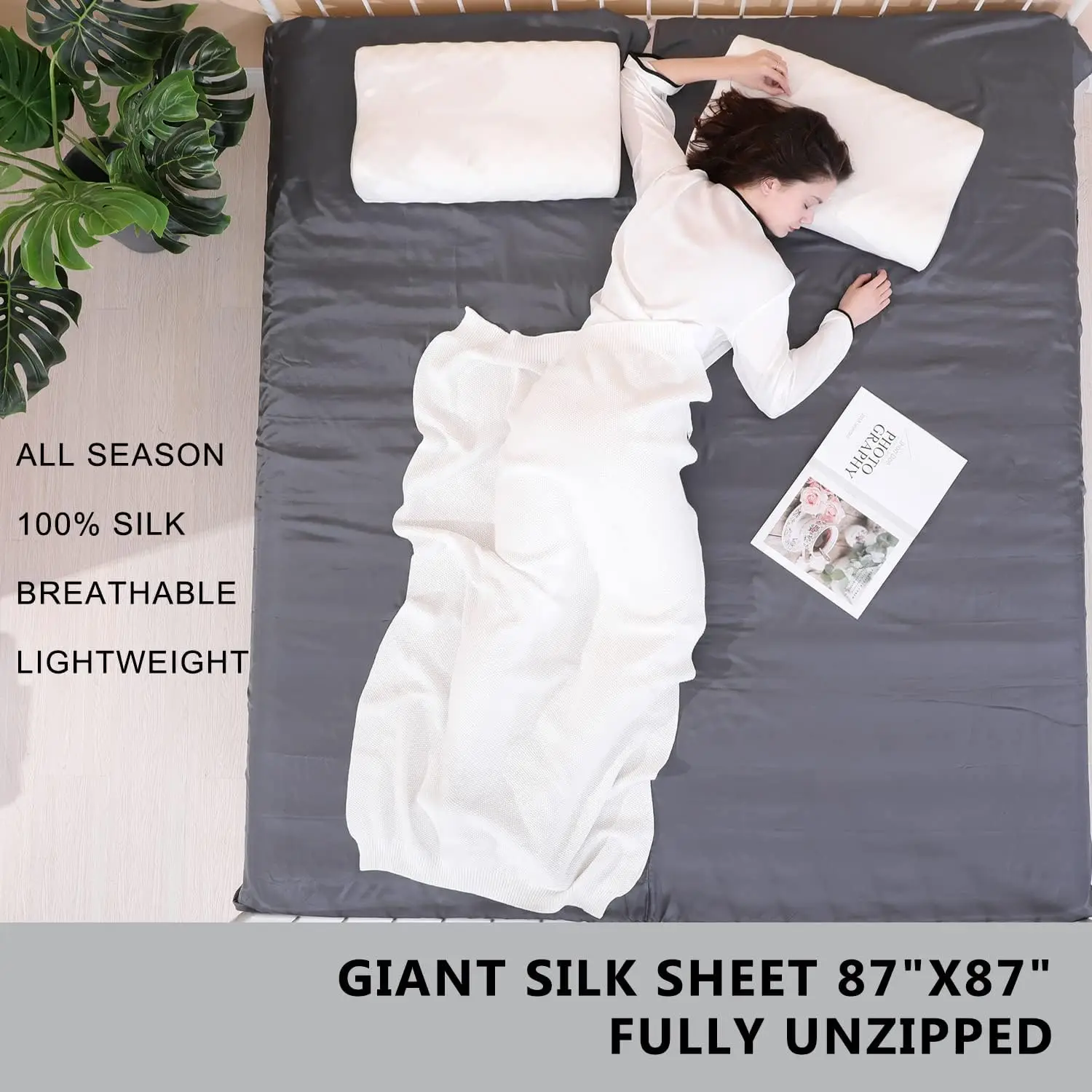 Sack with All Around Zippers, 87&rdquo;x43&rdquo; Large Sleeping Sheets for Hotels, Travel & Camping, Multifunctional Travel
