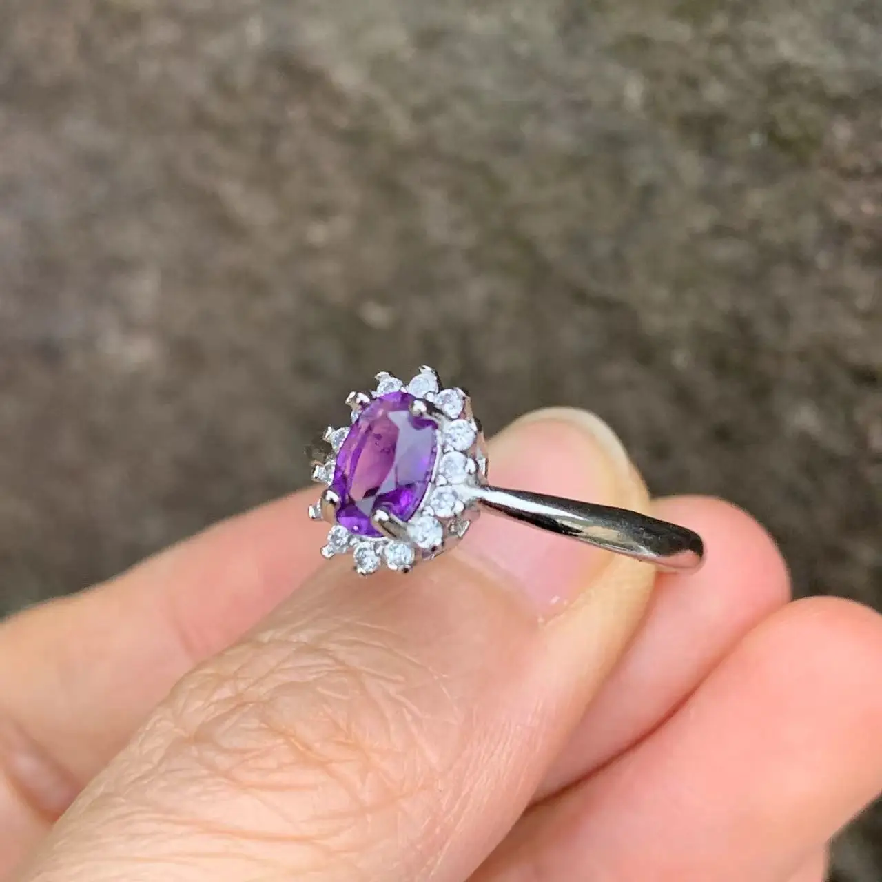 MM Natural Amethyst Ring Adjustable Female Ring Jewelry for Women Gift Wholesale High Quality Vintage Fine