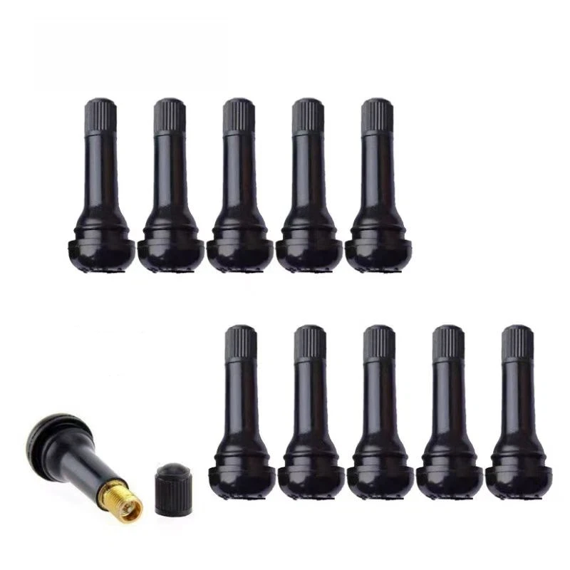 Premium Black Snap-in Tubeless Tire Valve Stems with Caps – High Quality Rubber Car Accessories