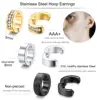 1 Pair/9 Pairs Non-Piercing Earrings Stainless Steel Clip On Hoop Earrings For Men Women Paved CZ Ear Clip Earrings Set 6