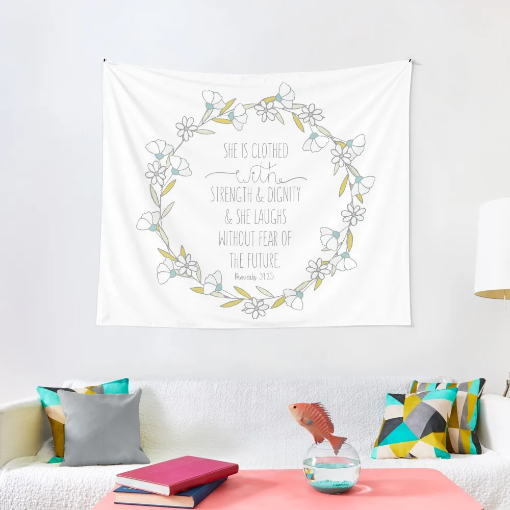 

Proverbs 31:25 Tapestry Home Decor Aesthetic Decorations For Room Tapestry