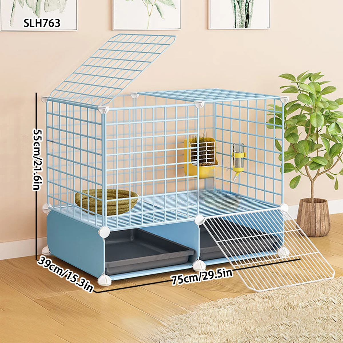 Rabbit Cage Household Indoor Anti-Peeing Large with Toilet Encrypted Guinea Pig Guinea Pig Cage Dwarf Rabbit Metal