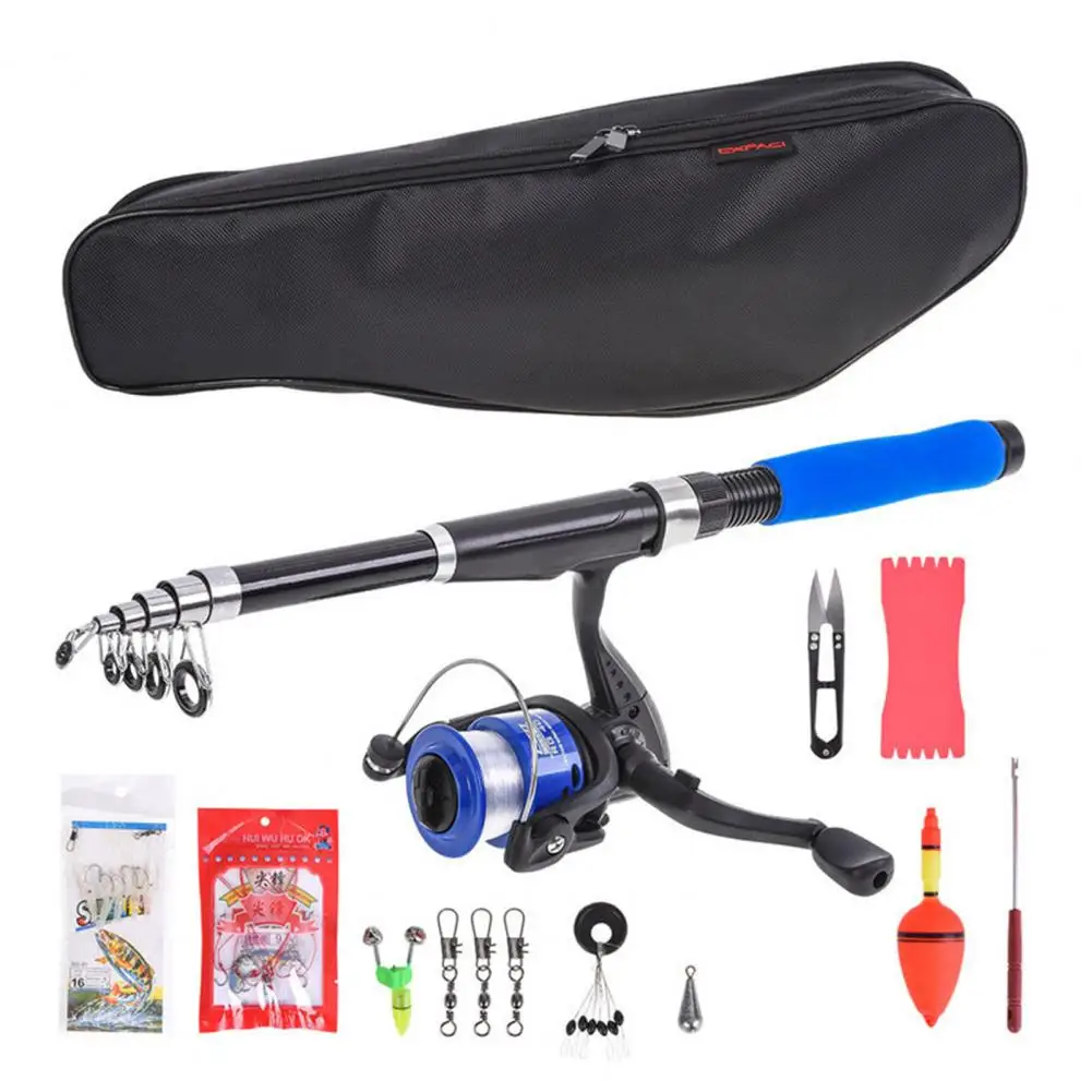 

Spinning Fishing Reel Telescopic Fishing Rod Set With Spinning Reel Lure Accessories Oxford Cloth Storage Bag Eva For Beginners