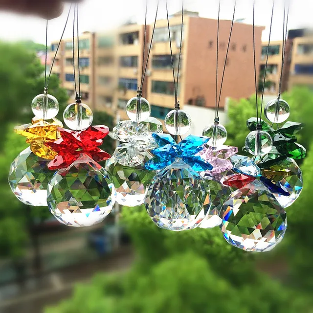 Attrape-soleil en cristal avec boule de lustre, perles octogonales en  verre, belle partie d'éclairage, arbre de Noël, décor de mariage