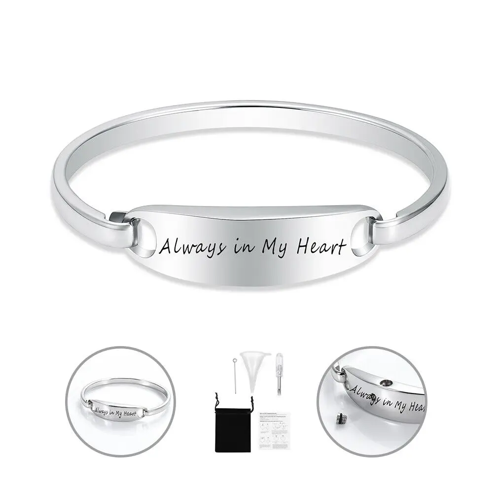 

Stainless Steel Urn Bracelet Customize Cremation Bracelets Ashes Memorial For Human/Pet Ashes Keepsake Woman Bangle Jewelry