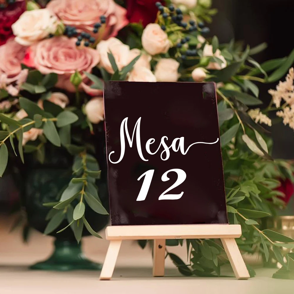Description Picture 3 of itemSpanish Mesa Table Number Sticker Wedding Reception Vinyl Decal Numbers for Table Plans, Photo Frame Bottles Card Candles Vases