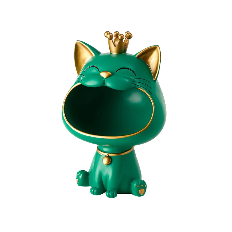 

Lucky Cat Statue Sculpture Table Decoration Figurine Sundries Storage Box Modern Living Room Desk Home Decor