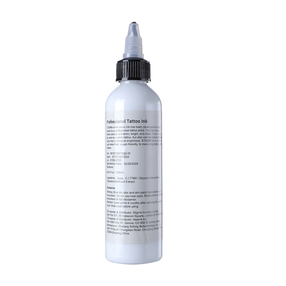 STIGMA 120ml White Tattoo Ink Professional Natural Permanent Tattoo Pigment For Tattoos And body Art Safe Lasting Coloring New