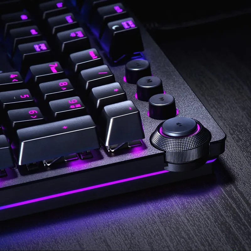 Фото Механическая игровая клавиатура Razer HUNTSMAN ELITE с зелеными переключателями, тактильная яркая зеленая фотоподсветка для ПК и ноутбука №4