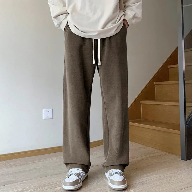 Men's Winter Straight-leg Slacks Streetwear Hip-hop Jogging Bottoms Tight Waist Harem Pants Men's Harajuku Casual Cargo Pants