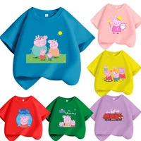 Kids T-shirt Clothes Peppa Pigs Girl Boy Short Sleeve Summer Tee Clothes Tops Cartoon Printing Children Shirt Birthday Gift 1