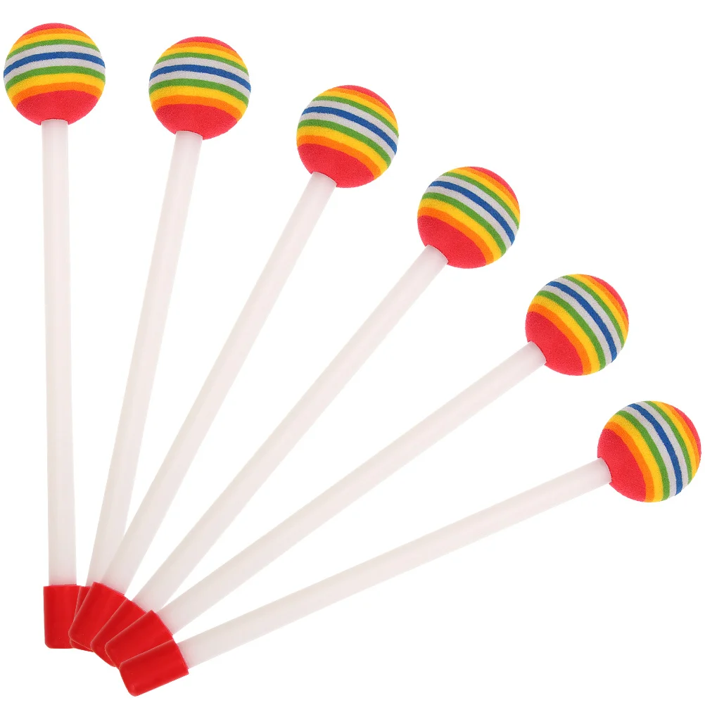 

6 Pcs Music Sponge Stick Child Musical Instruments Percussion Rubber Mallets Plastic Drumstick for Beginners