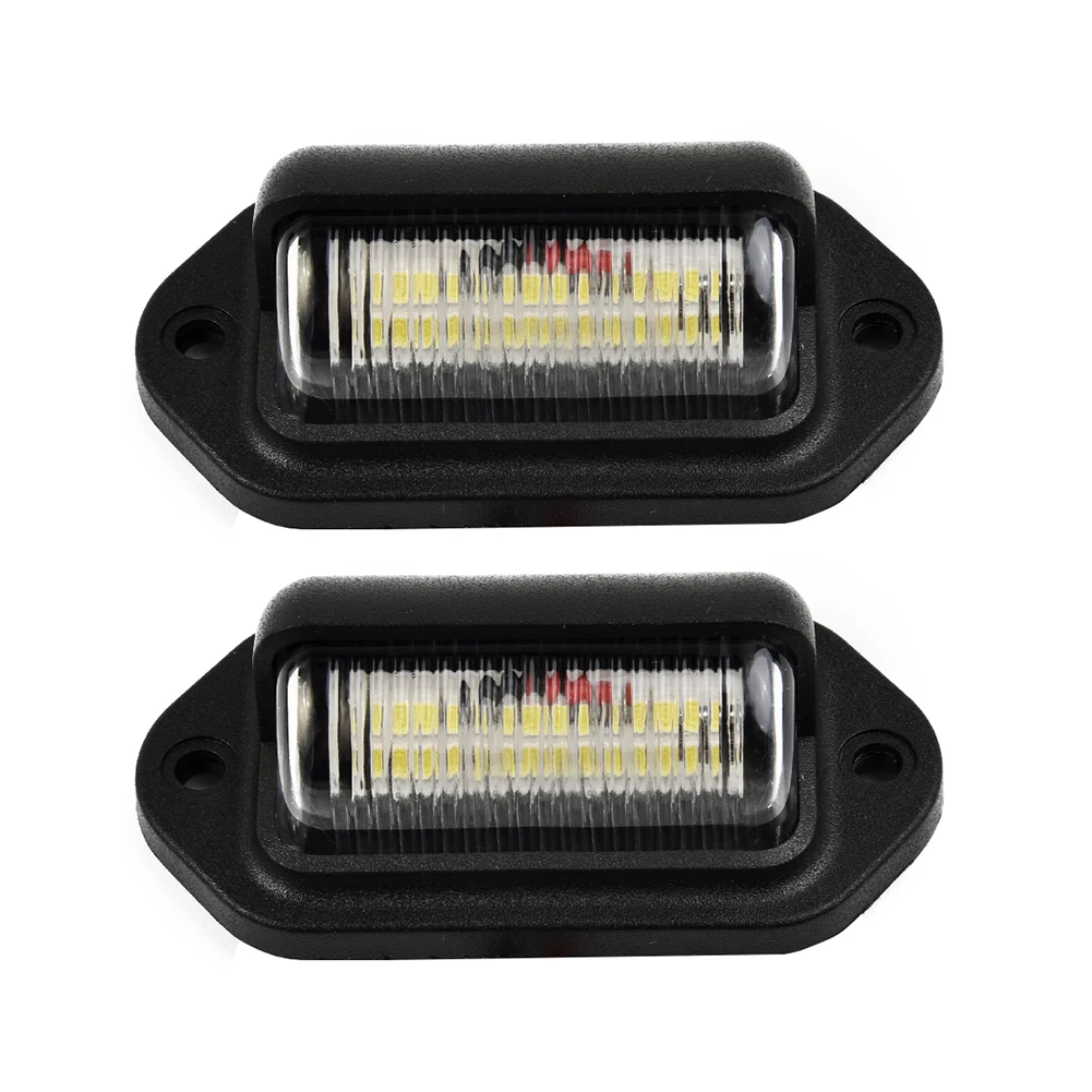 2pcs Waterproof 6led Car Bulb 6000k 12v White License Plate Light Car