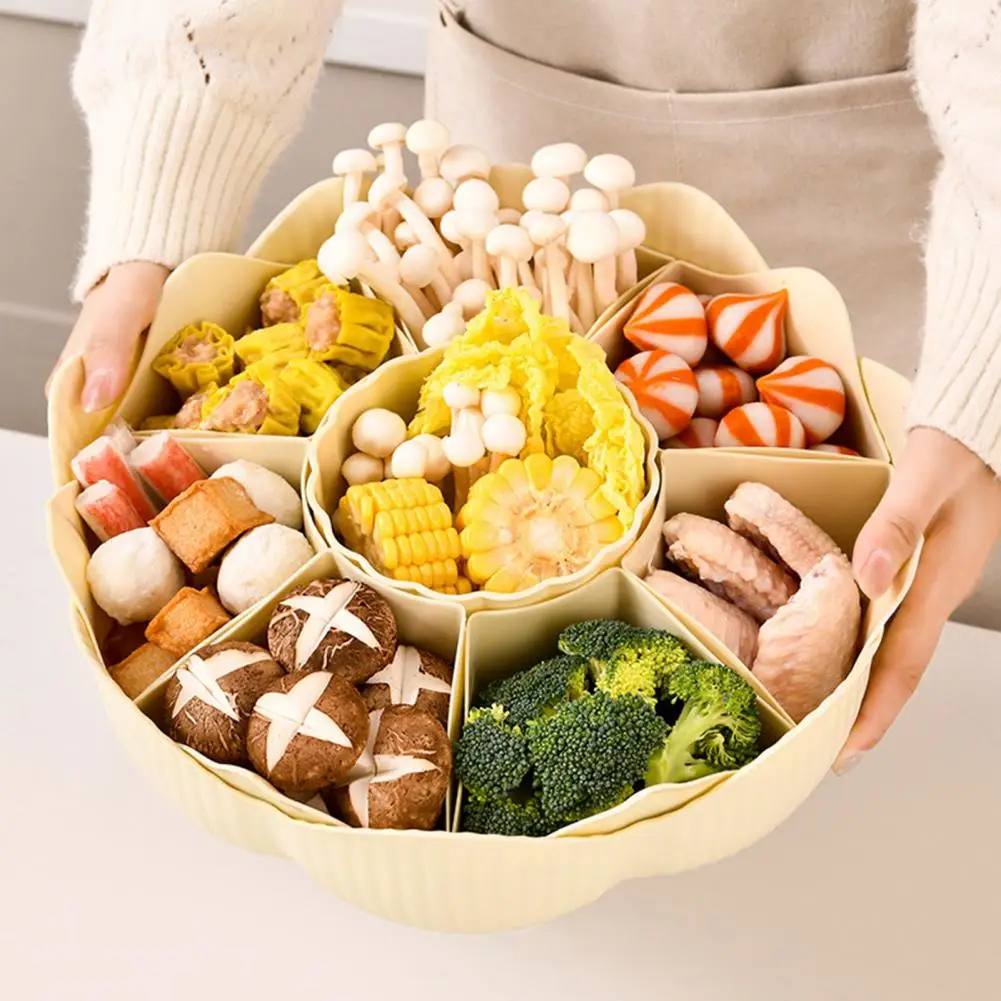 

Separate Pick Up Serving Platter Versatile 360 Degree Rotatable Serving Tray with 8 Dividers for Hot Pot Snacks Fruit Detachable