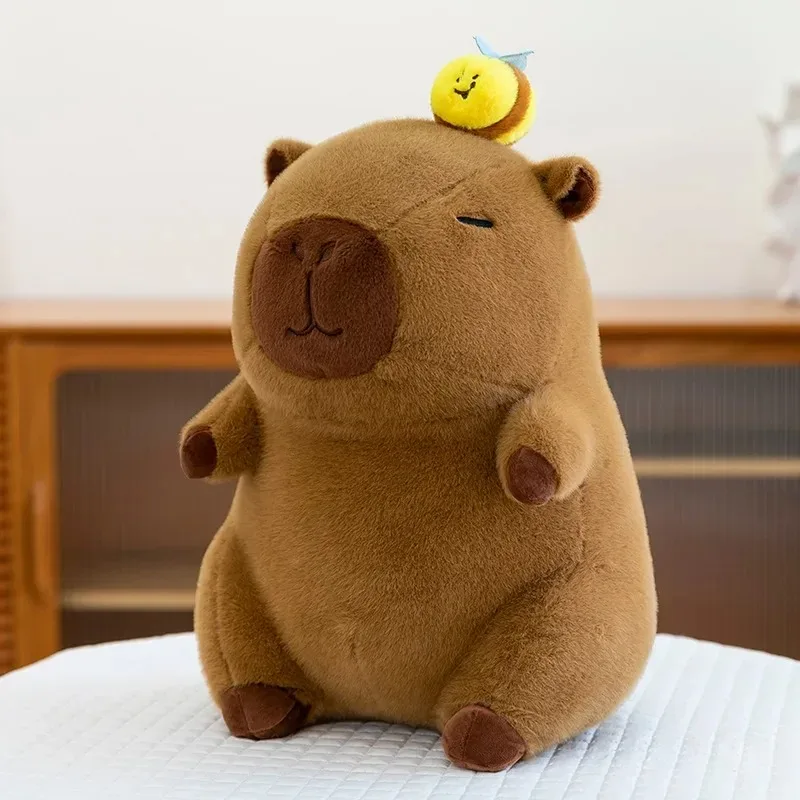 23cm Super Cute Capybara with Bee Capibara Plush Doll Giant Kawaii Stuffed Animal Doll Children Kids Birthday Gift Toys