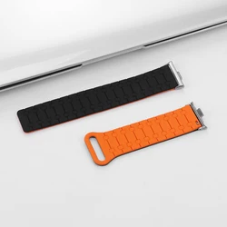 Sport Magnetic Silicone Strap - Soft Wristband Bracelet Accessory for Mi band 8pro 9pro (Black orange-S)