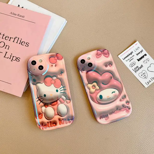 Cartoon Sanrio Hello Kitty Cat My Melody Blu ray Phone Case For iPhone 14 13 12 11 Pro Max Soft Silicone Case Cute Girl Cover