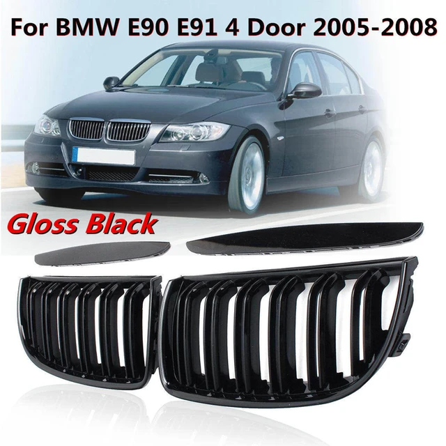 1Pair Front Gloss Matt Carbon Black 2 Line Double Slat Kidney Grille Grill  For BMW E90 E91 4 Door 2005 2005 2007 2008 - AliExpress