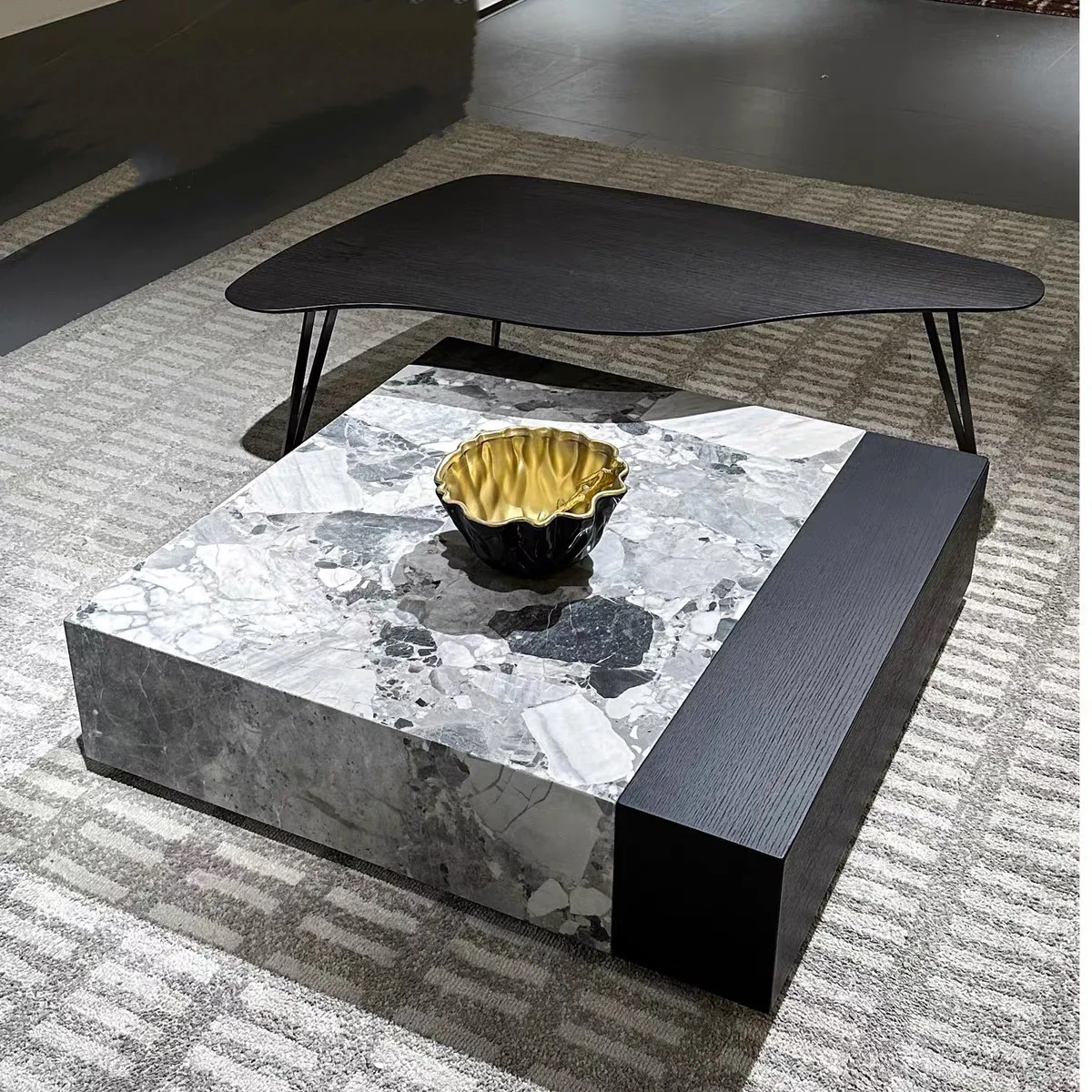 

Minimalist luxury living room villa natural marble box coffee table creative square designer special-shaped tea table