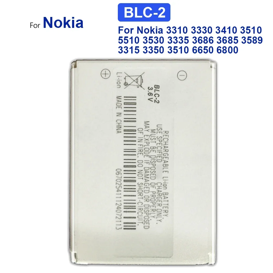 Blc-2 Batteria Per Nokia 3310 3330 3410 3510 5510 3530 3335 3686 3685 3589 3315 3350 3510 6650 6800 3550 + Codice Traccia