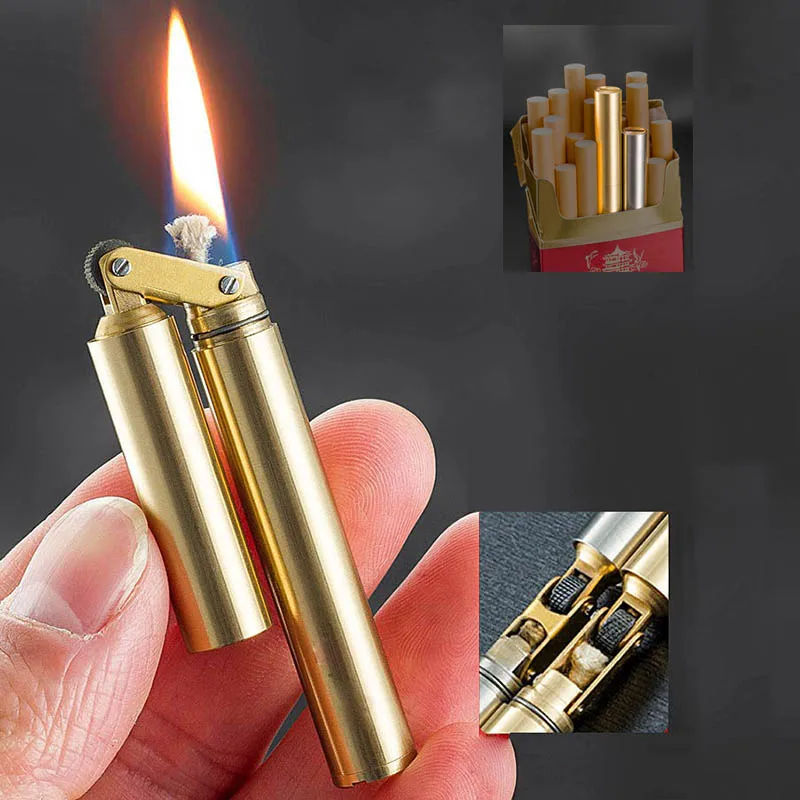 2022 Pure Copper Compact Lighter Nunchaku Lighter Special-shaped Pull Lighter Best Gift