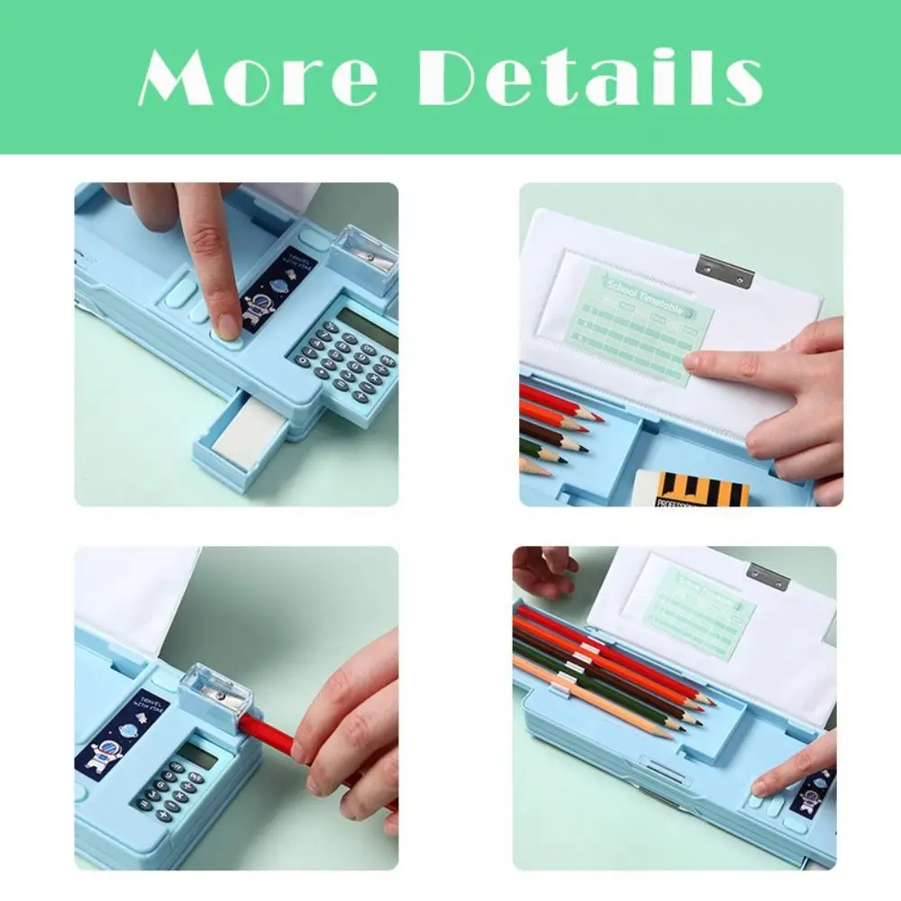 Plastic Pencil Case With Calculator/Pencil Sharpener Fun Mechanism Design Pencil Box Double Sided Use Multi-Functional Pen Bag - image 18