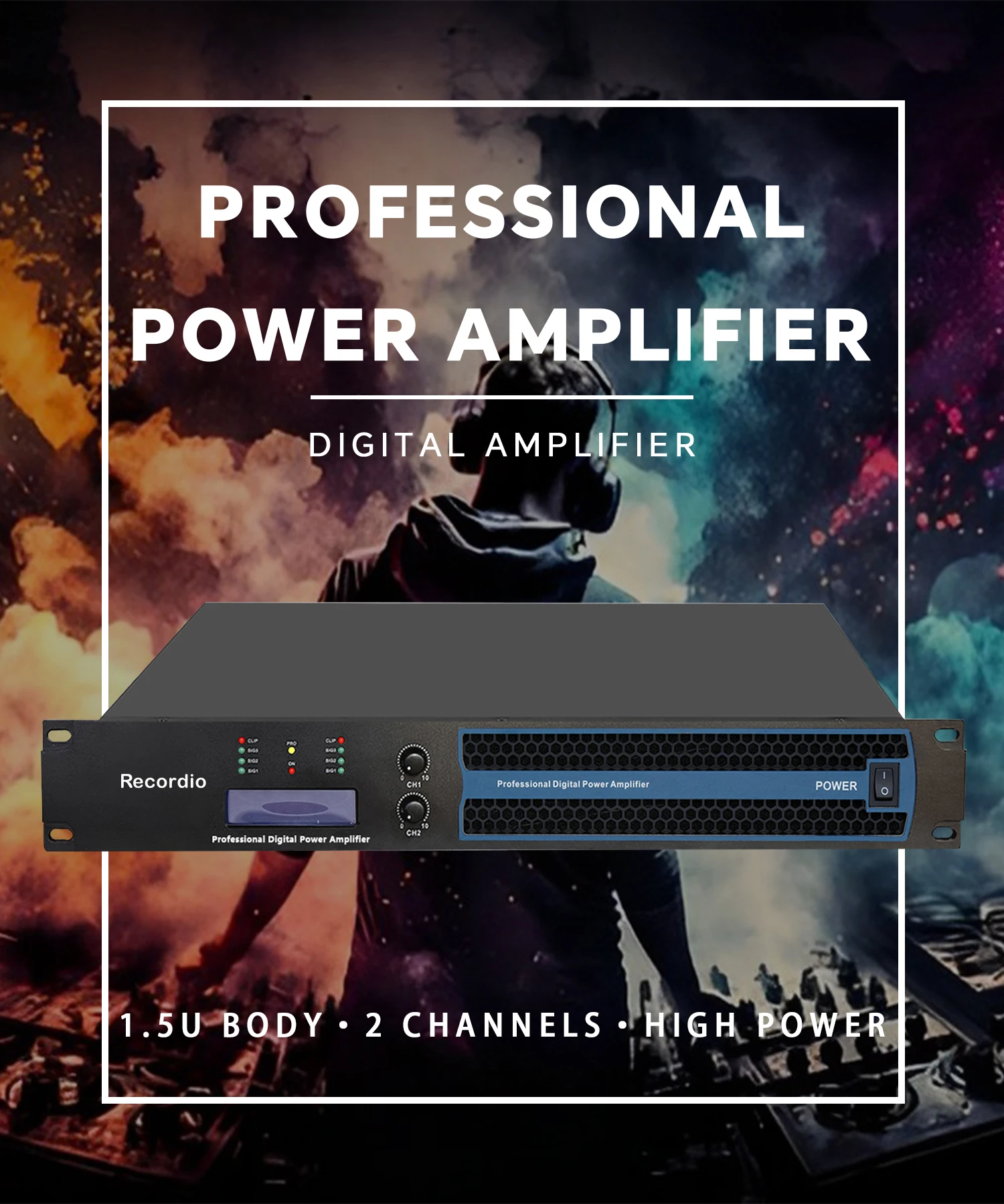 GAP-S1700 Recordio Digital Professional Factory Price Digital Amplifier 1.5U 2*600W New Design with Display for DJ Stage Use