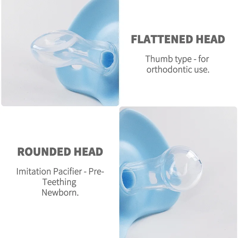 1 Pc Baby Pacifier With Pp Lid And Handle Liquid Silicone Nipple Infant Soother Bpa Free Round Day Use Flat Night Use Comfort