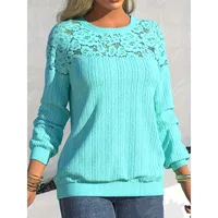 Plus Size 1XL-5XL Women's Fashion Patchwork Round Neck Long Sleeve Sweatshirt Ladies Casual  Round Neck Loose Sweatshirt