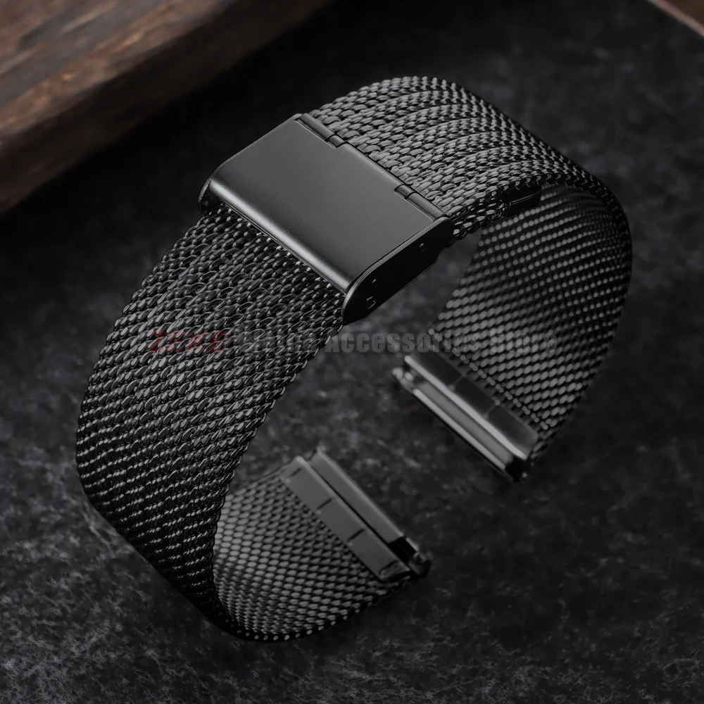 Sleek Milanese Mesh Stainless Steel Watch Band - Universal Metal Bracelet for Men & Women,  Adjustable 18mm-22mm Strap