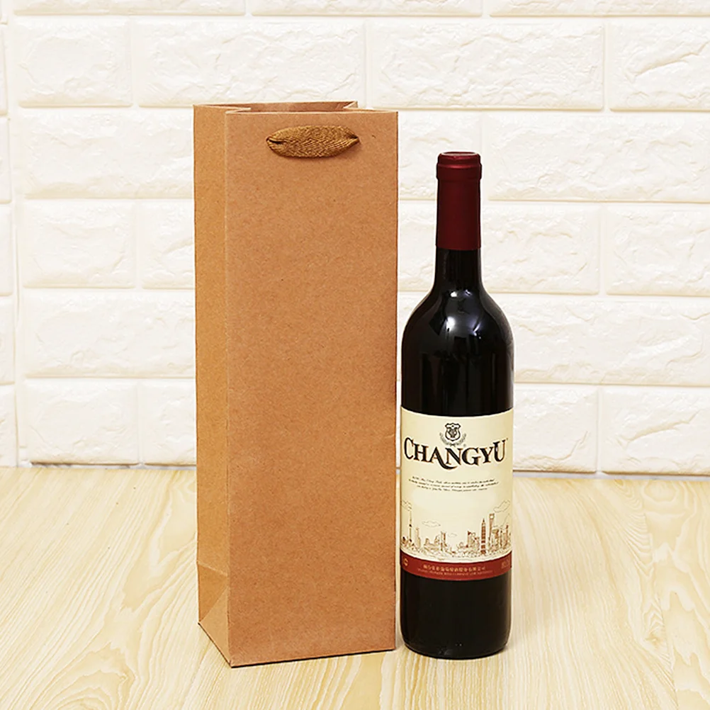 

12/24pcs Kraft Paper Red Wine Hand Bag Single Double Vessle Paper Wine Drinks Packaging Bag Champange Bottle Storage Bag