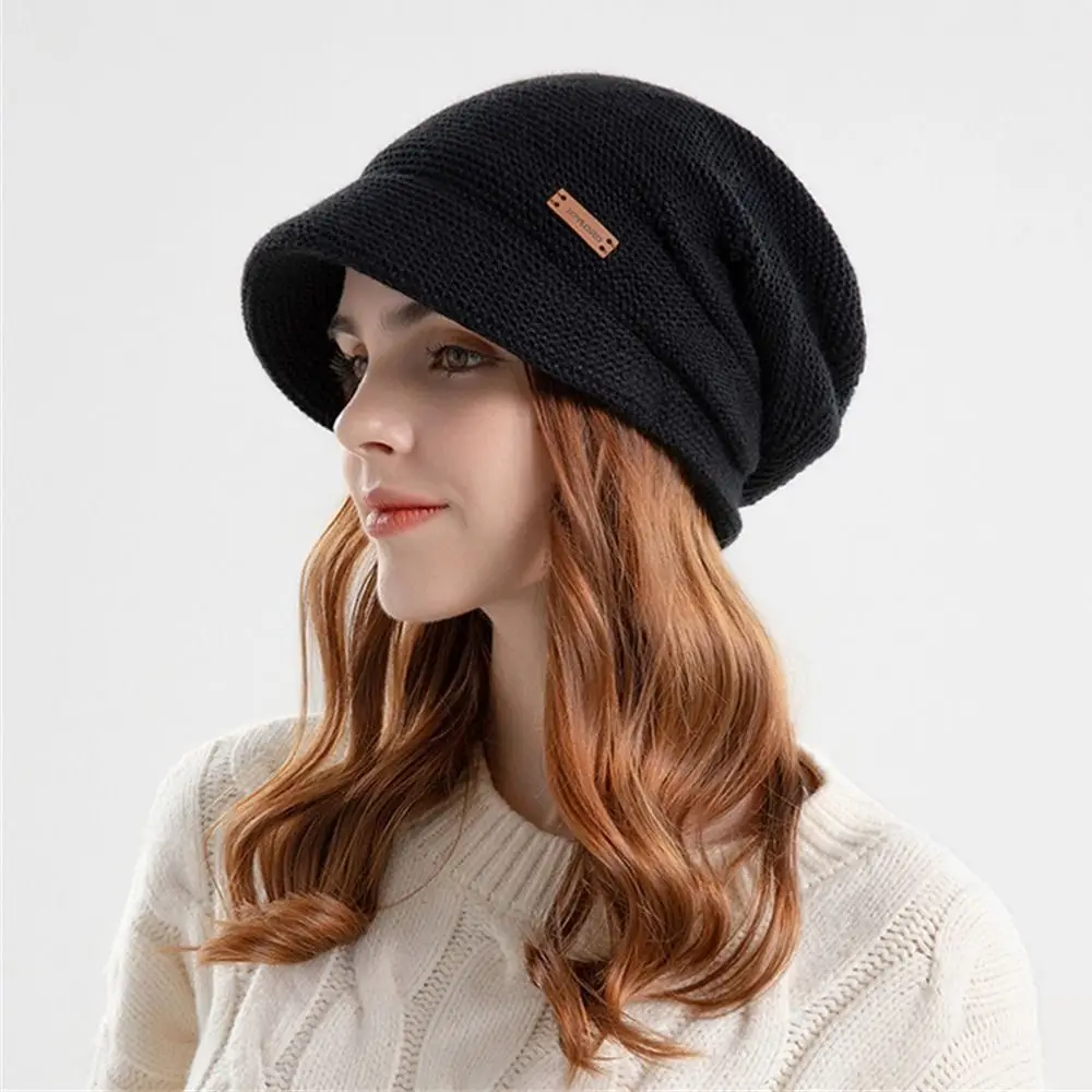 Fashion Soft Knitted Hat Fleece Lined Thickened Bonnet Windproof Keep Warm Ear Protection Women Girl