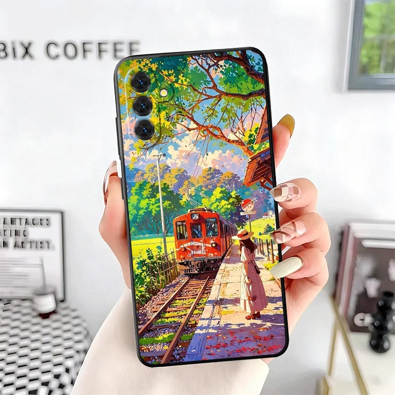 Retro Japanese Sakura Train Soft Phone Case