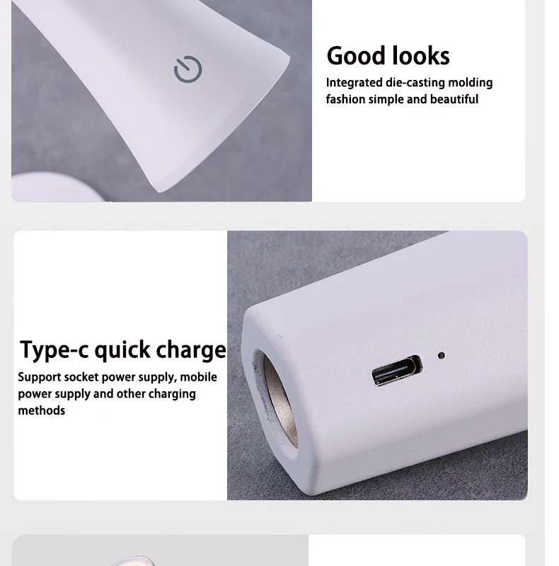 Description Picture 5 of itemReading Study Eye Protection Night Light Rechargeable Touch Control Table Lamp 3 Modes Indinite Dimming Soft Light Bedroom Lamp