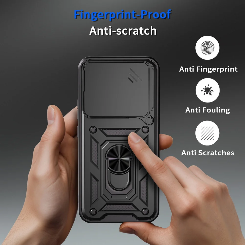 Armor Hybrid Metal Ring Holder Camera Protective Case Cover