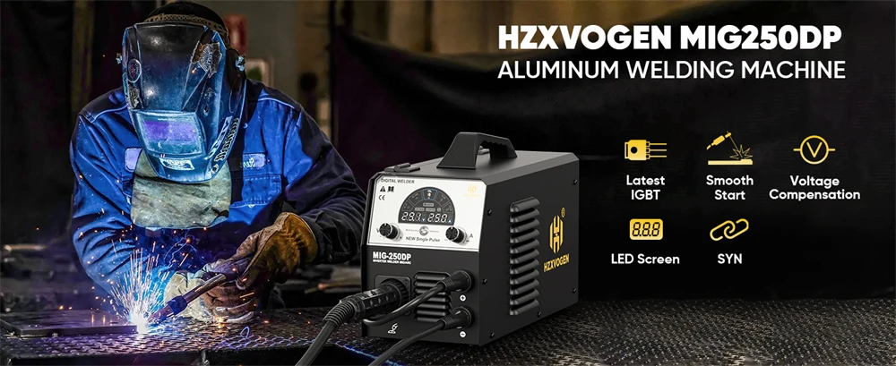 HZXVOGEN 5-in-1 Halbautomatische Schweißmaschine MIG250 MMA/Gas-MIG/Flux-Core-MIG/Lift-TIG/Einzelpuls Synergischer Inverter-Schweißer – Detail 1
