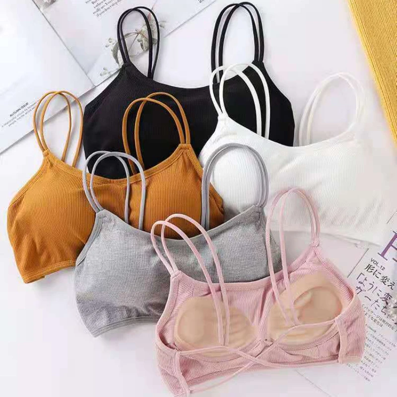Bralette for women One-piece backless bra Women crop top tube top seamless push up no wire cross back tube crop