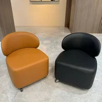 Раздвижной одиночный стул, креативный стул для отдыха, одинарный низкий табурет из натуральной кожи 435 мм — изображение 4