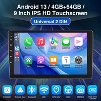 ESSGOO Autoradio 9" 2 DIN, CarPlay sans fil, Android Auto, Android 14, Bluetooth, écran tactile, 4+64G, GPS, navigation, RDS, WiFi, USB, FM, DAB+, caméra, unité principale. 4